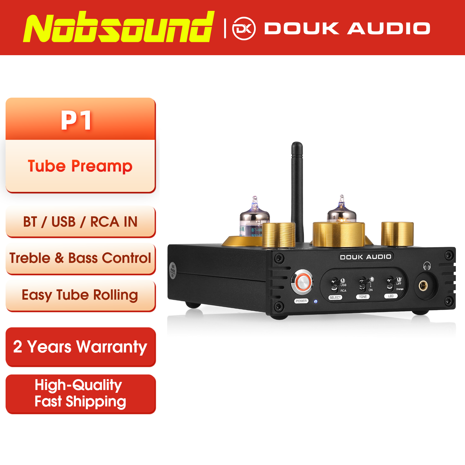 Headphone Amplifier Dac - Nobsound HiFi Bluetooth 5.0 6J5 zawór