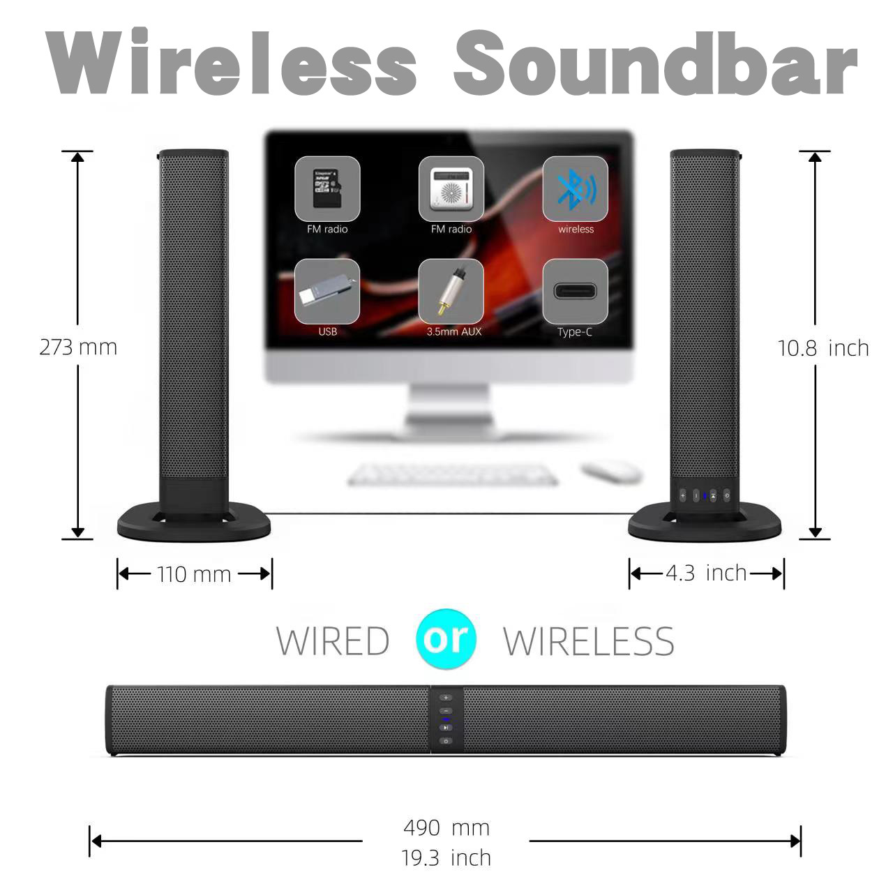 Odłączany soundbar Bluetooth,  – Audio Music Spotify recenzja i cena